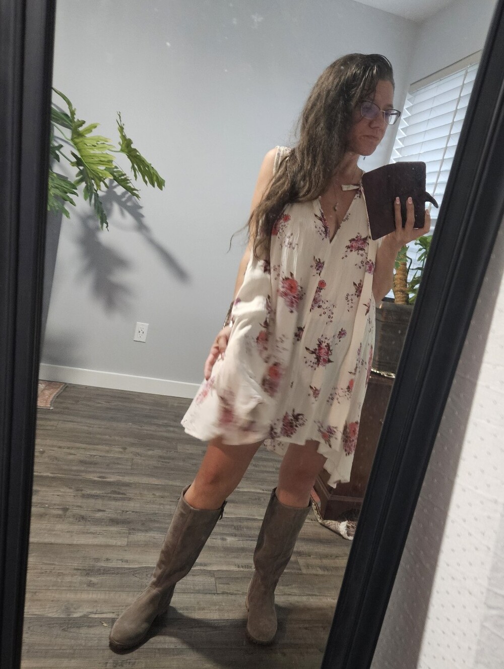 Free People Cream Floral Mini Dress